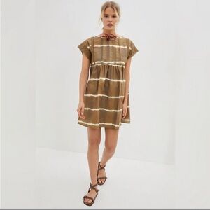 Anthropologie Brown Tie-Dye Tunic Dress